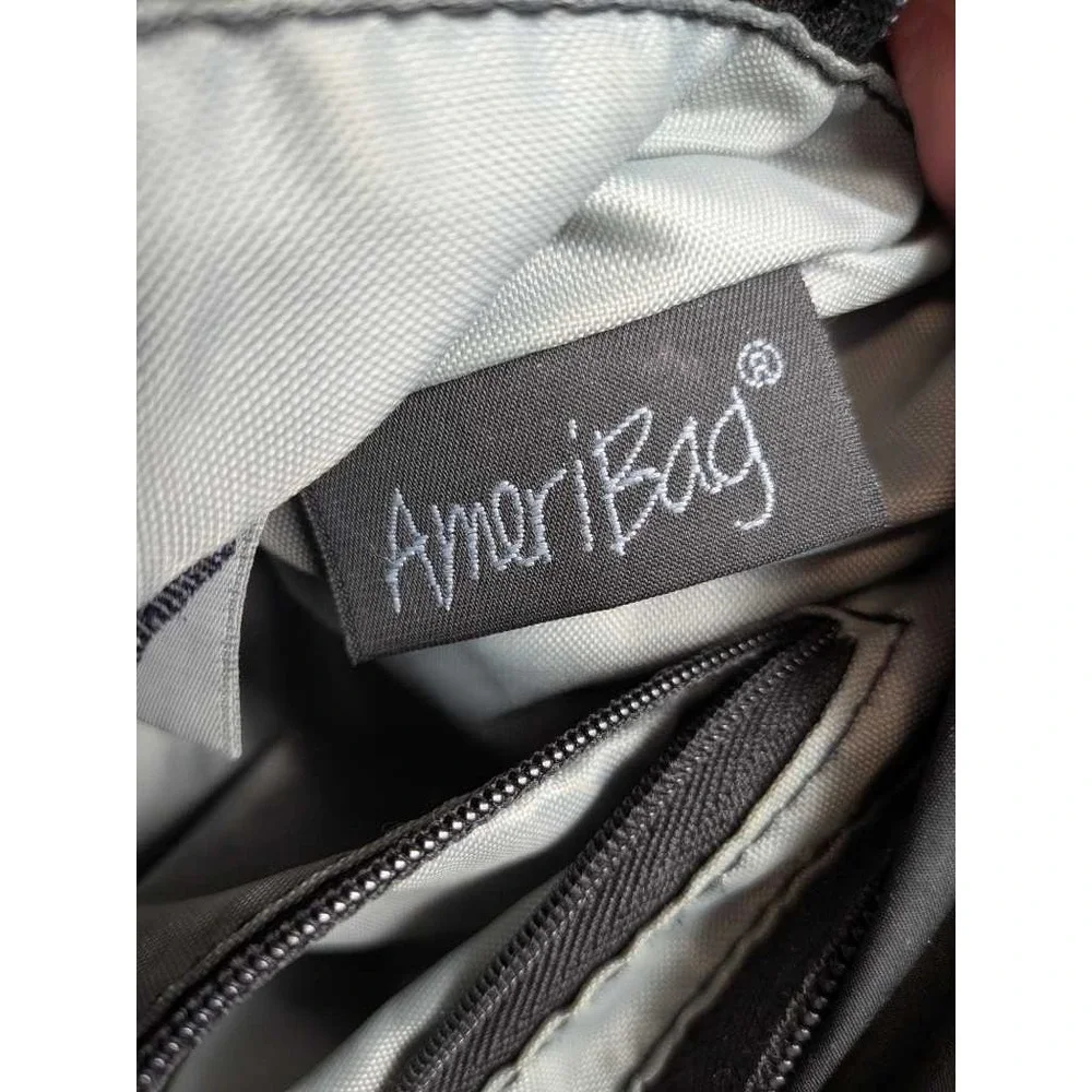 AmeriBag Black Nylon Shoulder Bag Hobo‎ Purse Organizer Multi Pocket